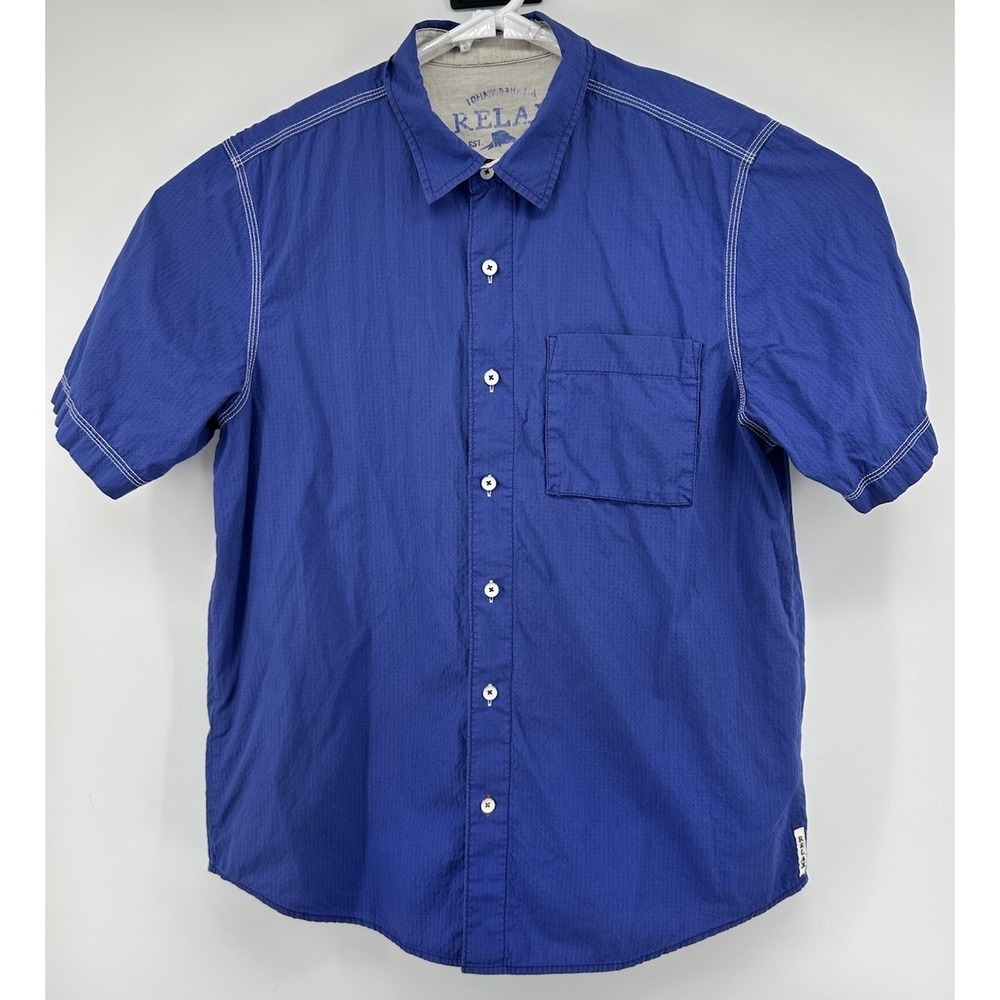 Tommy Bahama Relax Island Modern Fit Blue Button Down Shirt Sleeve Large
